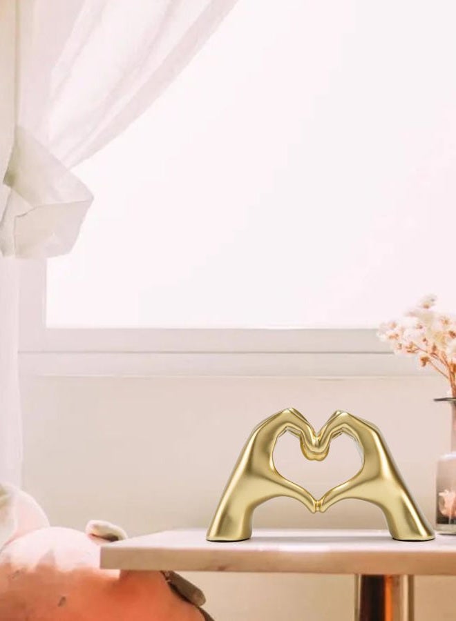 FANTESTICRYAN Medium Heart Hands Statues Hand Love Sculpture Cute Decorative Home Decor Ornaments for Living Room, Wedding, Office Desktop, Cabinets, Bookshelf (Gold, Medium) - Image 2