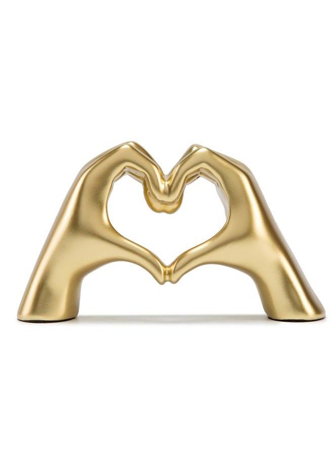 FANTESTICRYAN Medium Heart Hands Statues Hand Love Sculpture Cute Decorative Home Decor Ornaments for Living Room, Wedding, Office Desktop, Cabinets, Bookshelf (Gold, Medium) - Image 1