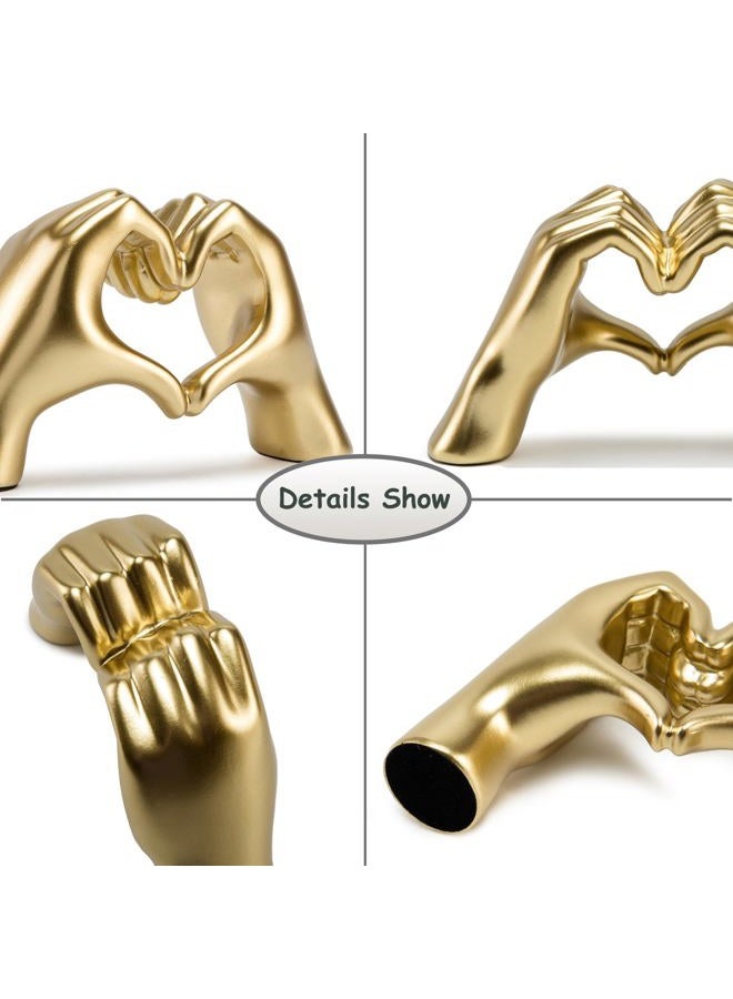 FANTESTICRYAN Medium Heart Hands Statues Hand Love Sculpture Cute Decorative Home Decor Ornaments for Living Room, Wedding, Office Desktop, Cabinets, Bookshelf (Gold, Medium) - Image 4