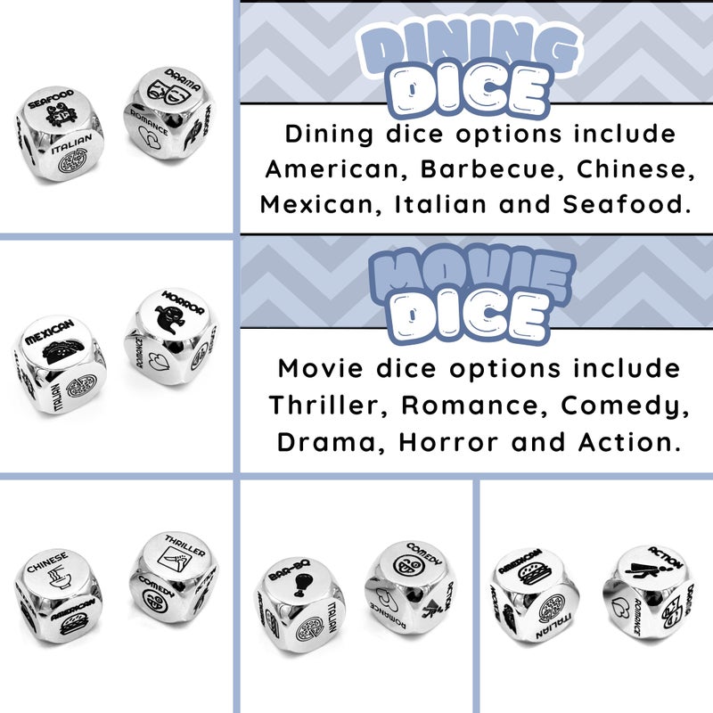 Luck Lab Date Decider Dice - Date Night Decider with Velvet Storage Bag (Dinner & A Movie Decider Dice) - Image 5