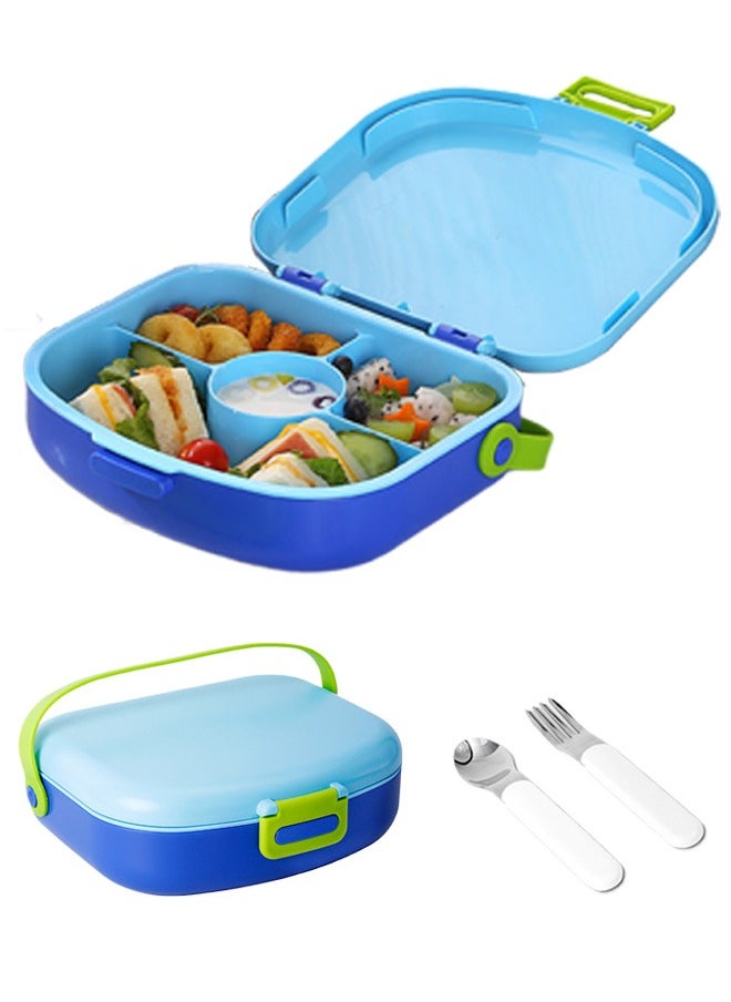 Super ZYouth Kids Bento Lunch Box, Lunch Containers for School with 4 Compartments, Utensils, Sauce Container and Handle, 1300ml  - Image 1