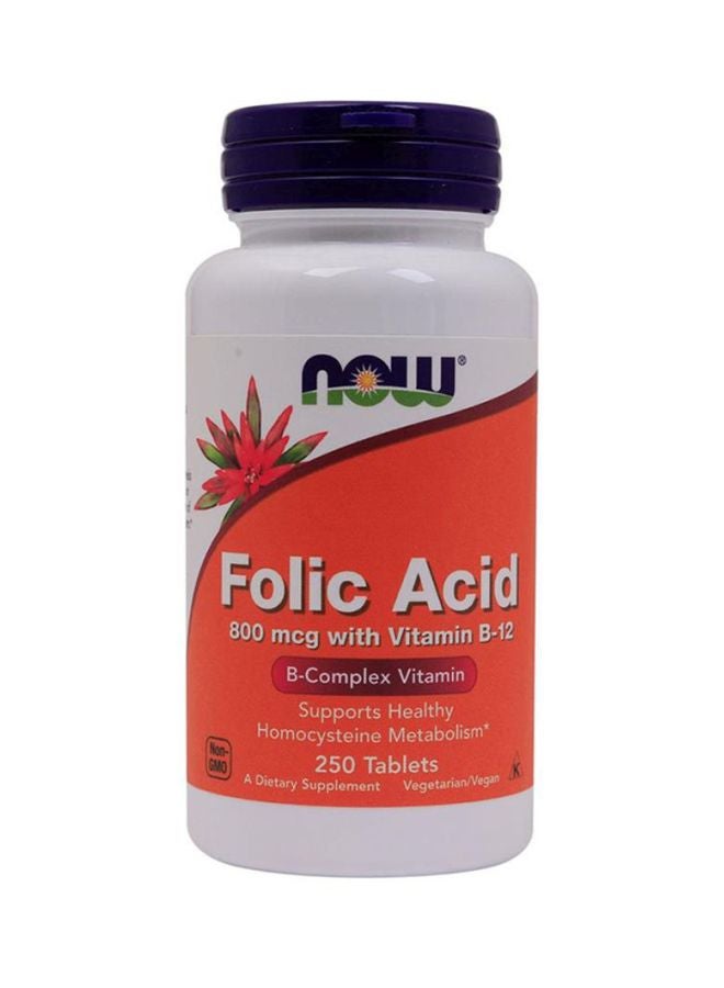 Now Foods Folic Acid With Vitamin B12 - 250 Tablets - Image 1