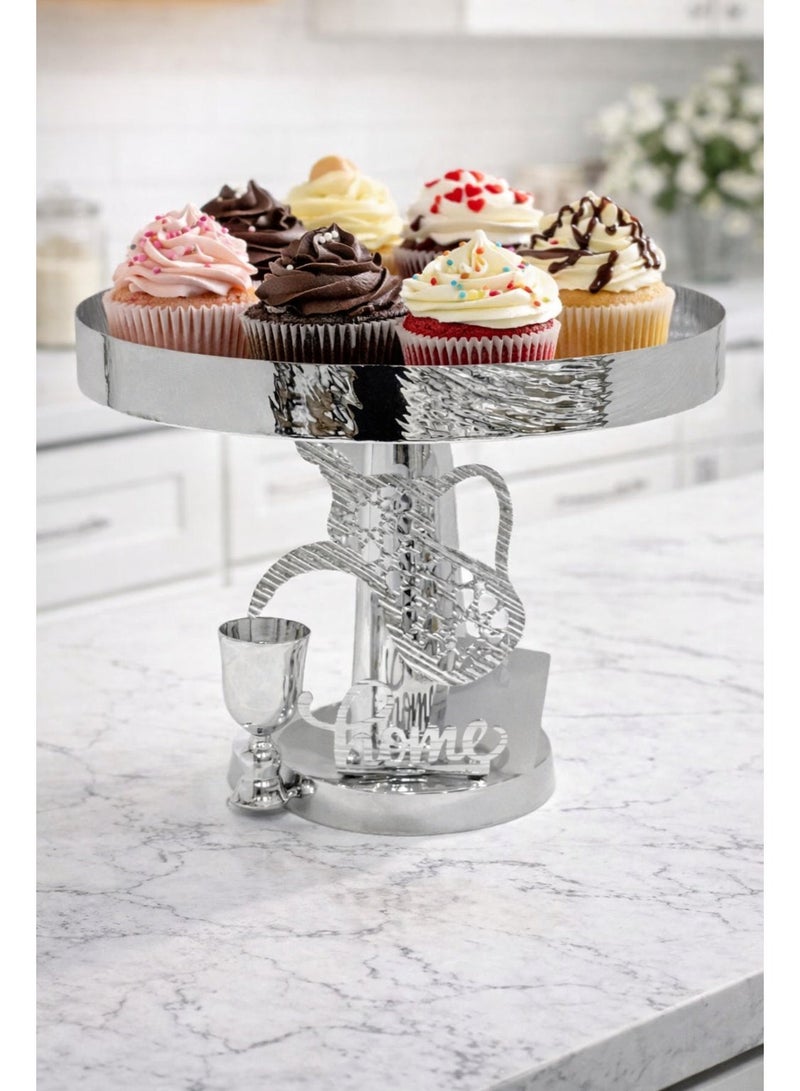 القناص شيالة حلاوة ومعجنات فضي راقي حجم كبير مع قاعدة بديكور حصري  جودة عالية - Image 1