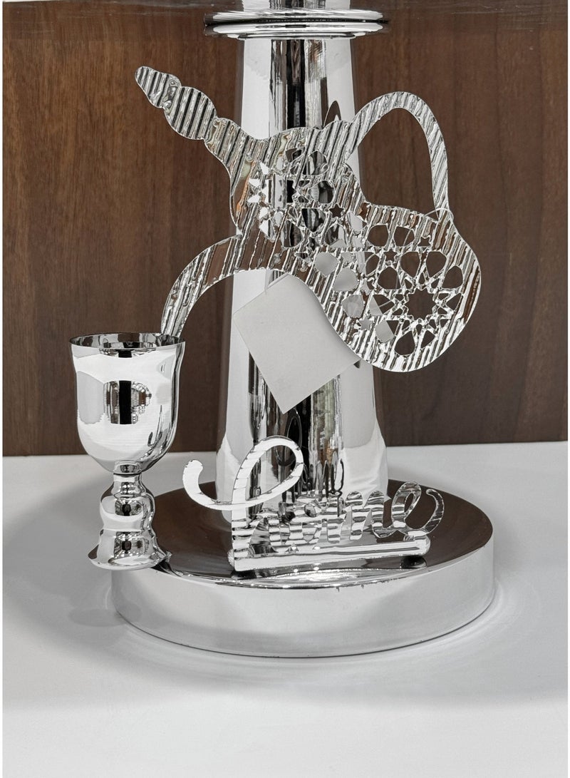 القناص شيالة حلاوة ومعجنات فضي راقي حجم كبير مع قاعدة بديكور حصري  جودة عالية - Image 3