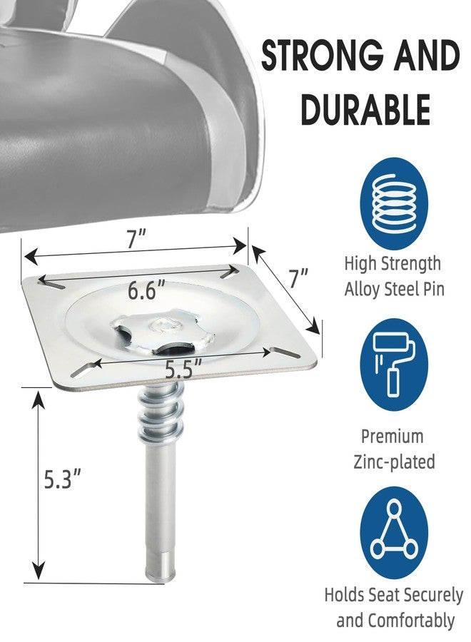 CLLOMAGY Boat Seat Pin Mount Plated,Boat Seat Pedestal Boat Seat Base Mounting Plate for 3/4" Boat Seat Pedestal Post,Zinc Plated Steel Pin Boat Seat Swivel Mount for Pontoon Jon Boat Bass Boat Fishing Boat - Image 3