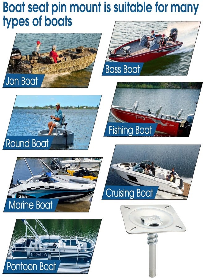 CLLOMAGY Boat Seat Pin Mount Plated,Boat Seat Pedestal Boat Seat Base Mounting Plate for 3/4" Boat Seat Pedestal Post,Zinc Plated Steel Pin Boat Seat Swivel Mount for Pontoon Jon Boat Bass Boat Fishing Boat - Image 4