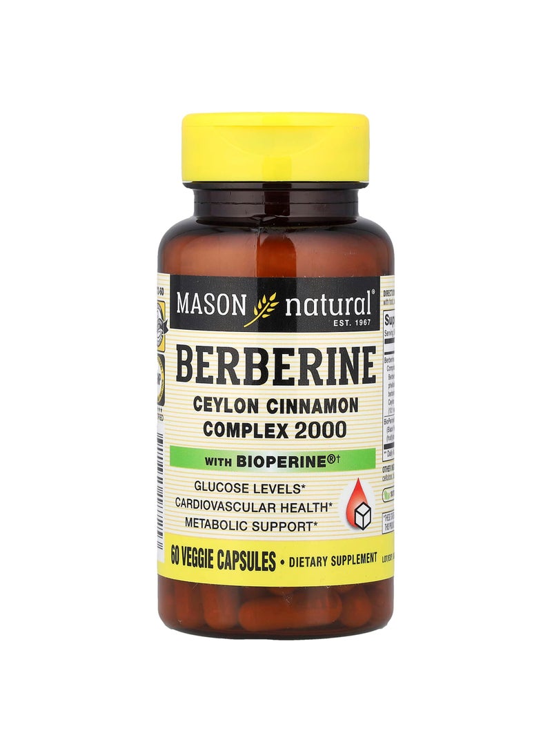Mason Natural Berberine with BioPerine®, 60 Veggie Capsules