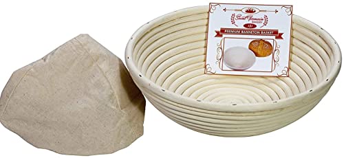 Saint Germain Bakery Saint Germain Bakery Premium Round Bread Banneton Basket with Liner  Perfect Brotform Proofing Basket for Making Beautiful Bread 8 inch