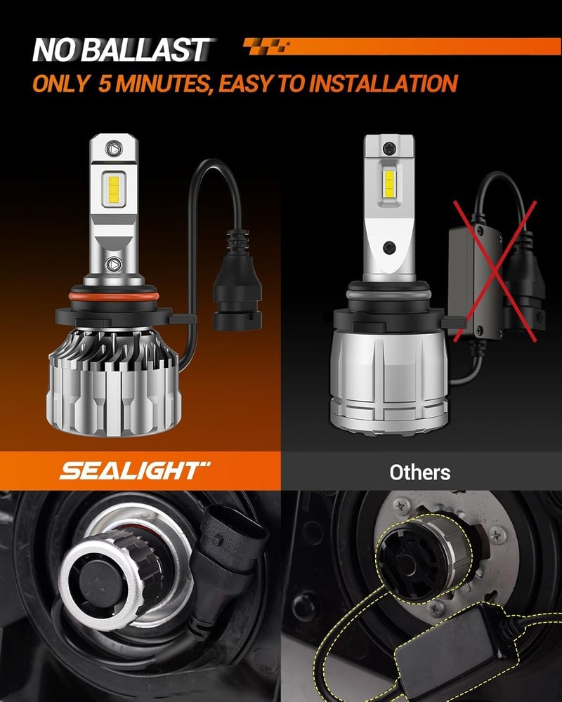 SEALIGHT 9012/Hir2 Bulbs 66000 LM Ultra-Bright 6500K White, S6 9012 Light Bulbs, Real 1:1 Size for Vehicle, Hir2 Fog Lights 80,000hrs+ Lifespan, CANbus-Ready Plug and Play, IP68, Pack of 2 - Image 4