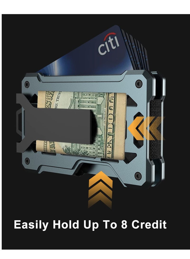 SOLARAE Minimalist Wallet For Men Air tag, Reinforcing Cash Clip Metal Wallet, RFID Blocking, Holds up 8 Cards with Air Tag Holder(Air Tag NOT Included), Gray - Image 5