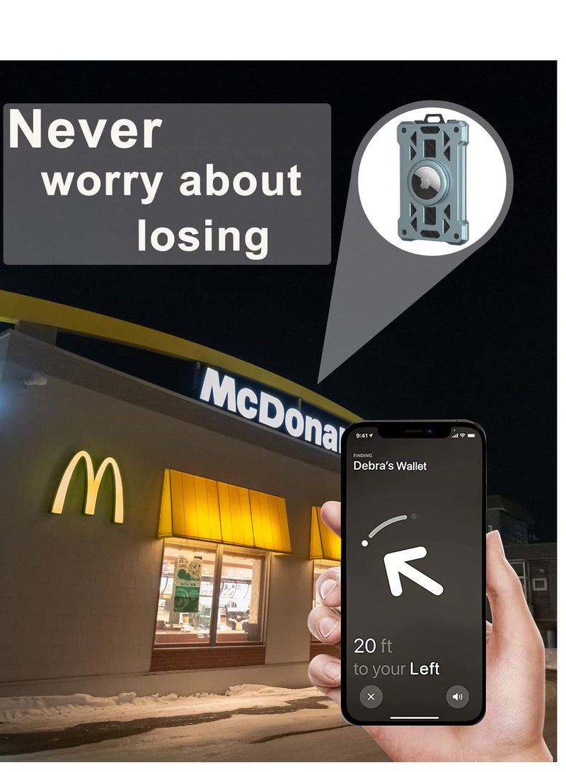 SOLARAE Minimalist Wallet For Men Air tag, Reinforcing Cash Clip Metal Wallet, RFID Blocking, Holds up 8 Cards with Air Tag Holder(Air Tag NOT Included), Gray - Image 4