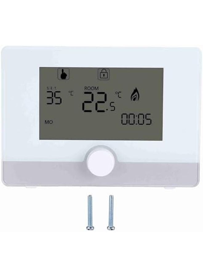 White Programmable Thermostat Temperature Controller 5 35C Easy Weekly Programming Energy Saving - Image 1