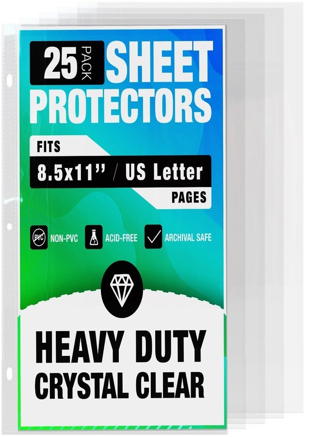 CraftSaints 25 Pack of 8.5x11 Heavy Duty Crystal Clear Sheet Protectors for 3 Ring Binder, Plastic Page Sleeve Protectors for Paper Document (25 Pack, 8.5 x 11'' - 1 Pocket) - Image 1