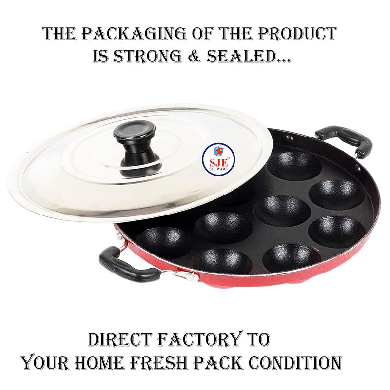 SJE WARE Sjeware Appam Maker Non Stick with lid 12 pits appam pan appe pan appam Maker Non Stick with lid paniyaram pan Non Stick appe pan Non Stick - Image 5