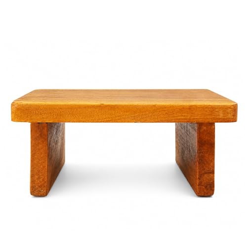 MEXZA™ Traditional Handcrafted Wooden Stool palaka for Kitchen Puja Peeta Chowki Table, Low Height/Pooja Chowki/Mini Stool/Footstool Puja Asana, Kitchen Stool - Image 2