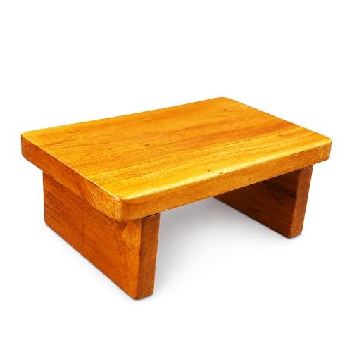 MEXZA™ Traditional Handcrafted Wooden Stool palaka for Kitchen Puja Peeta Chowki Table, Low Height/Pooja Chowki/Mini Stool/Footstool Puja Asana, Kitchen Stool - Image 1