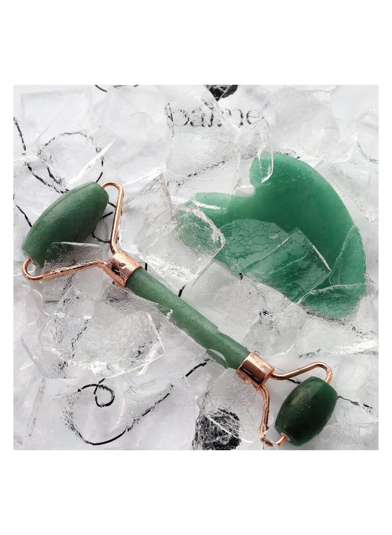 BAIMEI Jade Roller and Gua Sha Set Facial Roller and Gua Sha Facial Tools for Daily Skin Care and De-puffing, Self-Care Gift for Men and Women, Green Aventurine - Image 4