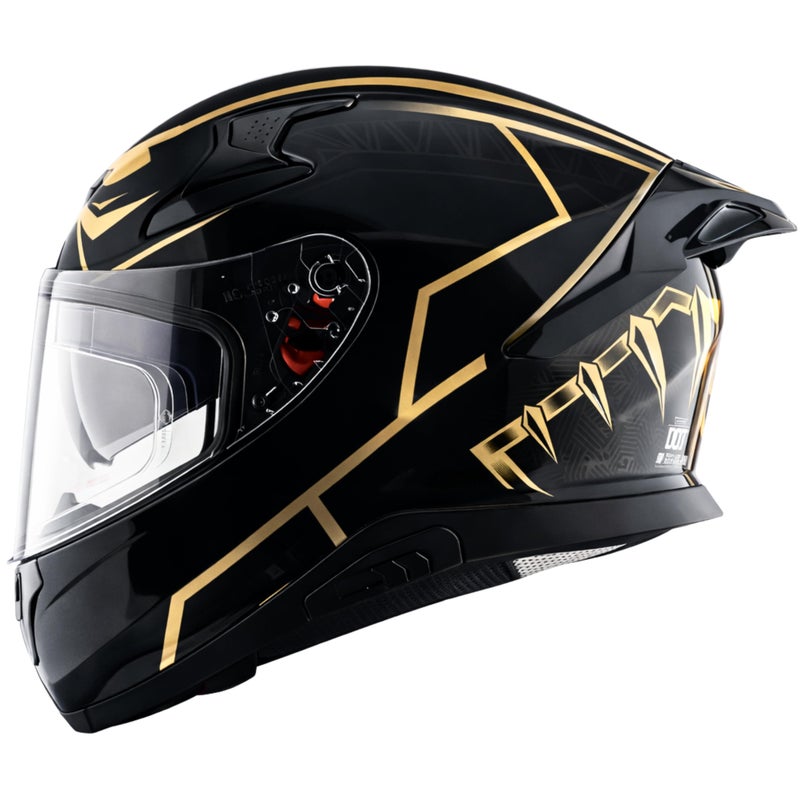 Axor Apex Marvel Black Panther ISI ECE and DOT Certified Full Face Helmet for Men and Women with Dual Visors-Black Gold-XL - Image 2