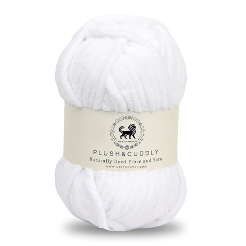 NESTNHAVEN, Wool, Plush & Cuddly, Chenille Yarn Supersoft Hand Knitting Wool Ball, 4 Ball, 400 Grams (1 Ball/100 Gram Each) Ball Suitable for Craft, Babywear, Baby Blankets, 5 Bulky, (White) - Image 3