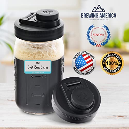 Brewing America Mason Jar Lids Wide Mouth Plastic 4 pack-USA Made-Flip Cap Screw Top Pour Spout Drink Hole - Leak-proof for Kerr and Ball Canning Jars - Airtight for Drinks to Go and Controlled Pouring - Multi-Color - Image 5