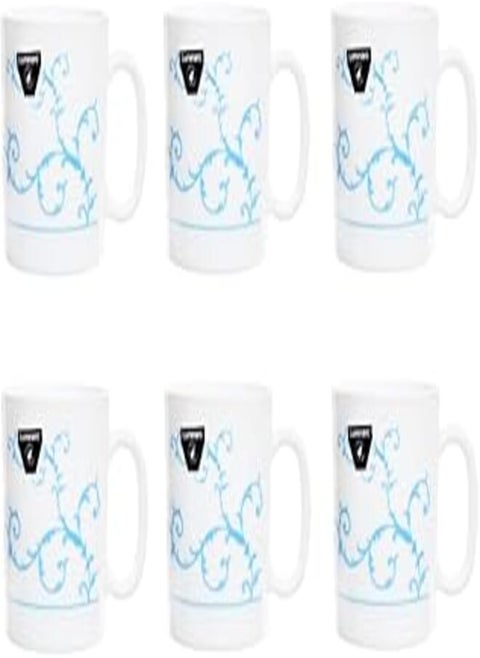 Luminarc Essence Delike High Quality Printed Arcopal Mug Set of 6 Pieces 320 ml - White