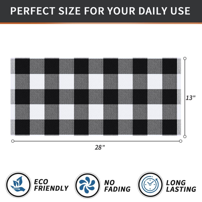 Homaxy 100% Cotton Waffle Weave Check Plaid Kitchen Towels, 13 x 28 Inches, Super Soft and Absorbent Dish Towels for Drying Dishes, 4-Pack, White & Black - Image 4