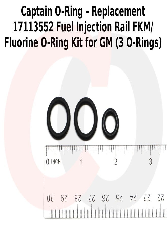 Captain O-Ring - Replacement 17113552 Fuel Injection Rail FKM/Fluorine O-Ring Kit for General Motors/GM (3 O-Rings) - Image 3