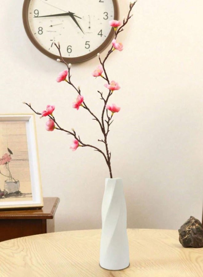 سويس كانتون مزهرية زهور بلاستيكي فاخر بتصميم نوردك - أبيض - 21 سم، مظهر خزفي، خفيف الوزن وغير قابل للكسر، مزهرية ديكورية عصرية للمنزل والمكتب والفعاليات وترتيبات الزهور - Image 2