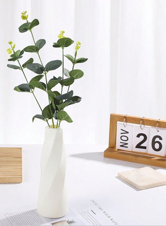 سويس كانتون مزهرية زهور بلاستيكي فاخر بتصميم نوردك - أبيض - 21 سم، مظهر خزفي، خفيف الوزن وغير قابل للكسر، مزهرية ديكورية عصرية للمنزل والمكتب والفعاليات وترتيبات الزهور - Image 3