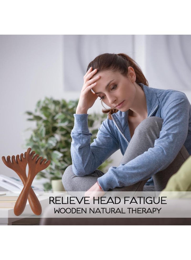 KHAJUL 2 Pcs Wooden Deer Horn Massage Comb,Six-Claw Meridian Massage Combs,  Multi-Functional Handheld Head Combs, for Scalp, Face, Neck ,Shoulder - Image 4