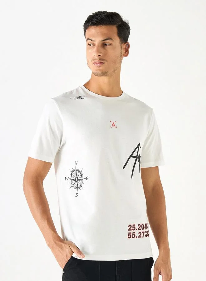 ADOT by Splash Printed Crew Neck T-shirt with Short Sleeves