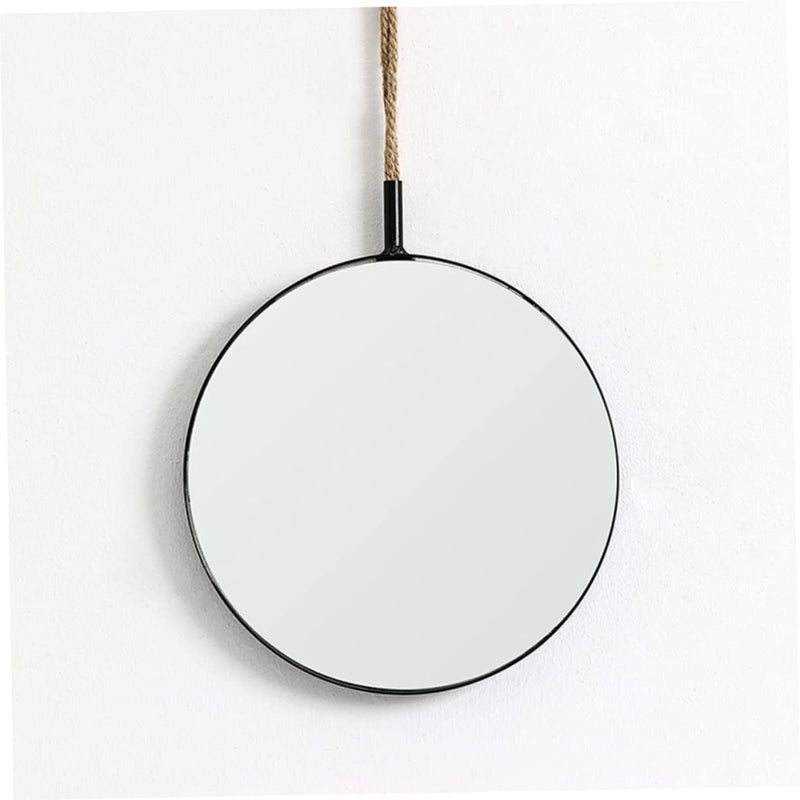 Punch Rope Hanging Mirror Retro Round Wall Decor for Bathroom and Bedroom Design Space-Saving and Stylish Decorative Makeup Mirror - Image 4
