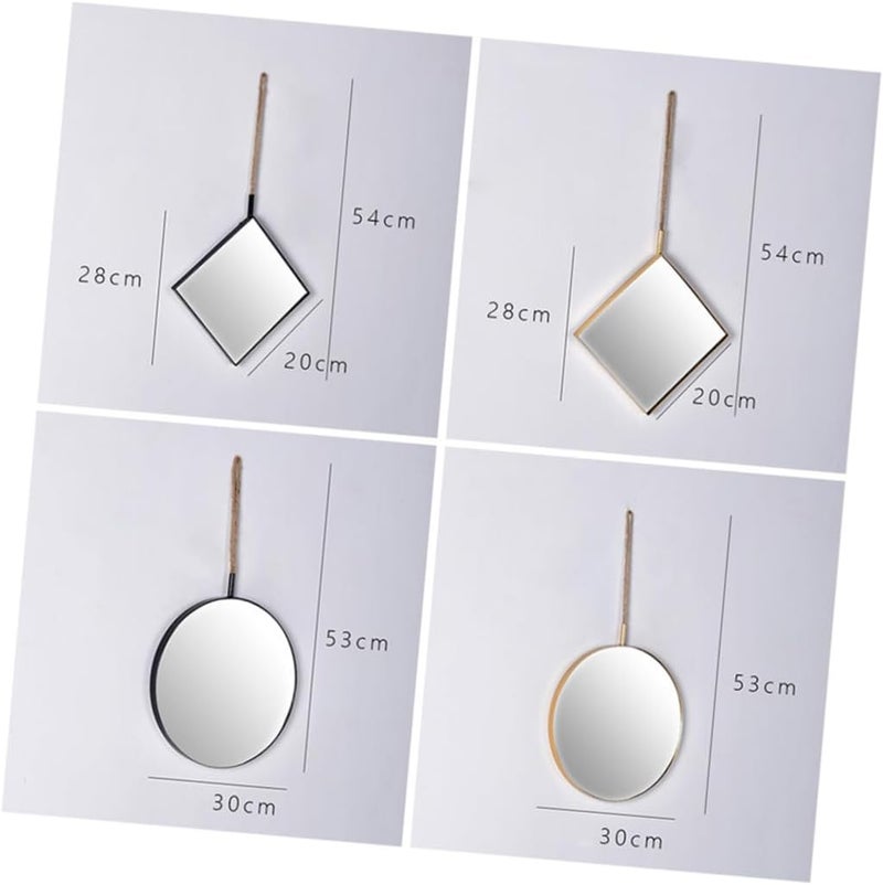 Punch Rope Hanging Mirror Retro Round Wall Decor for Bathroom and Bedroom Design Space-Saving and Stylish Decorative Makeup Mirror - Image 1