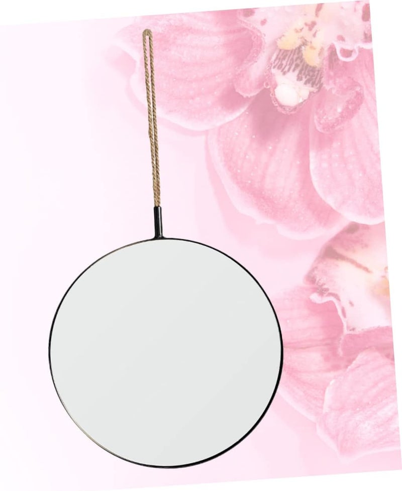 Punch Rope Hanging Mirror Retro Round Wall Decor for Bathroom and Bedroom Design Space-Saving and Stylish Decorative Makeup Mirror - Image 3