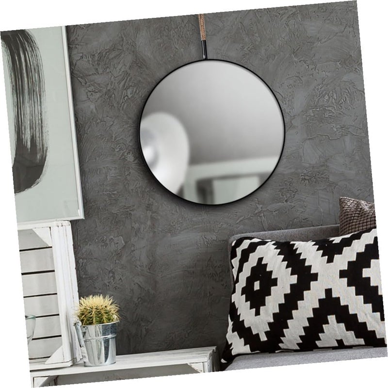 Punch Rope Hanging Mirror Retro Round Wall Decor for Bathroom and Bedroom Design Space-Saving and Stylish Decorative Makeup Mirror - Image 5