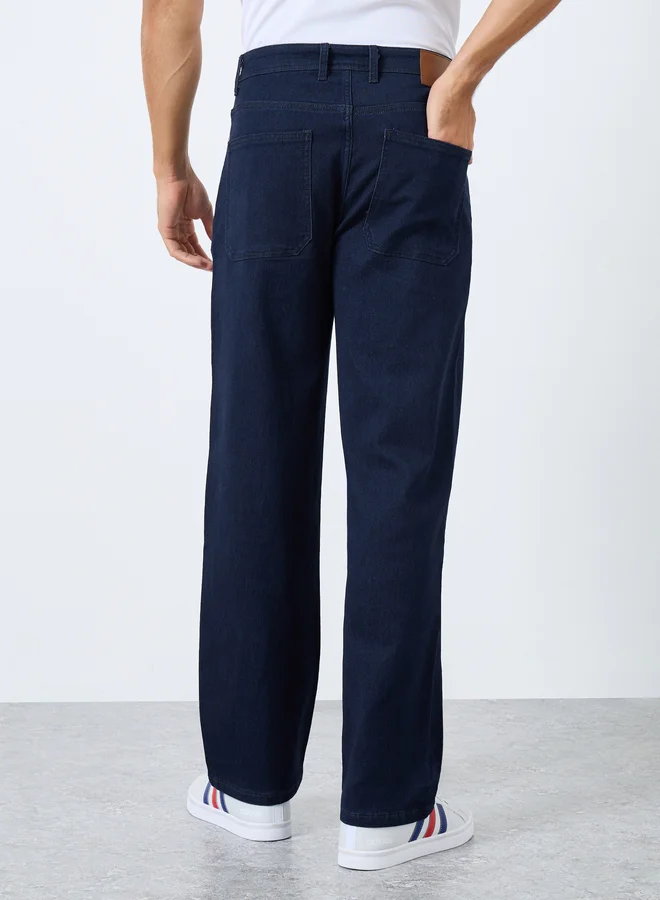 Styli Styli Mid Rise Relaxed Fit Jeans