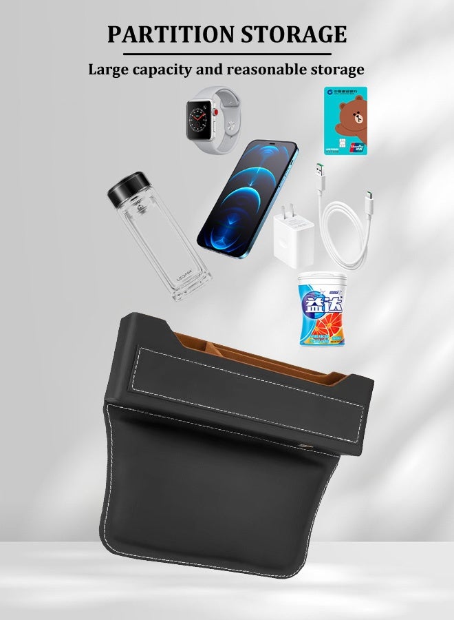 Car Organizer Set，Leather car seat back storage organizer，Built-in fast charging port，Seat gap filling pad/car storage box/car center console storage box/car interior accessories/car storage bag/mobile phone wallet coin key storage bag - Image 4