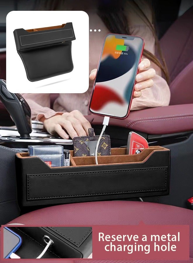 Car Organizer Set，Leather car seat back storage organizer，Built-in fast charging port，Seat gap filling pad/car storage box/car center console storage box/car interior accessories/car storage bag/mobile phone wallet coin key storage bag - Image 1