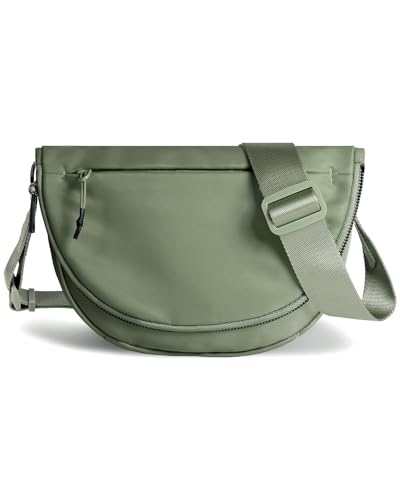 MEISEY Crescent Bag for Women and Men, Fashion Medium Nylon Folding Crescent Moon Single Shoulder Bag with Adjustable Strap (Bean Green) - Image 1