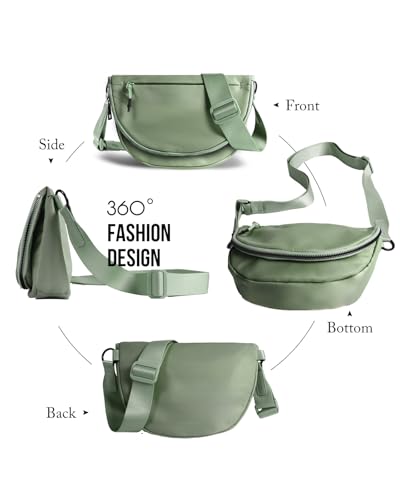 MEISEY Crescent Bag for Women and Men, Fashion Medium Nylon Folding Crescent Moon Single Shoulder Bag with Adjustable Strap (Bean Green) - Image 5