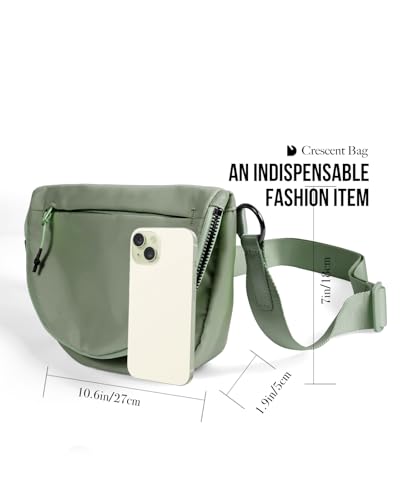 MEISEY Crescent Bag for Women and Men, Fashion Medium Nylon Folding Crescent Moon Single Shoulder Bag with Adjustable Strap (Bean Green) - Image 4