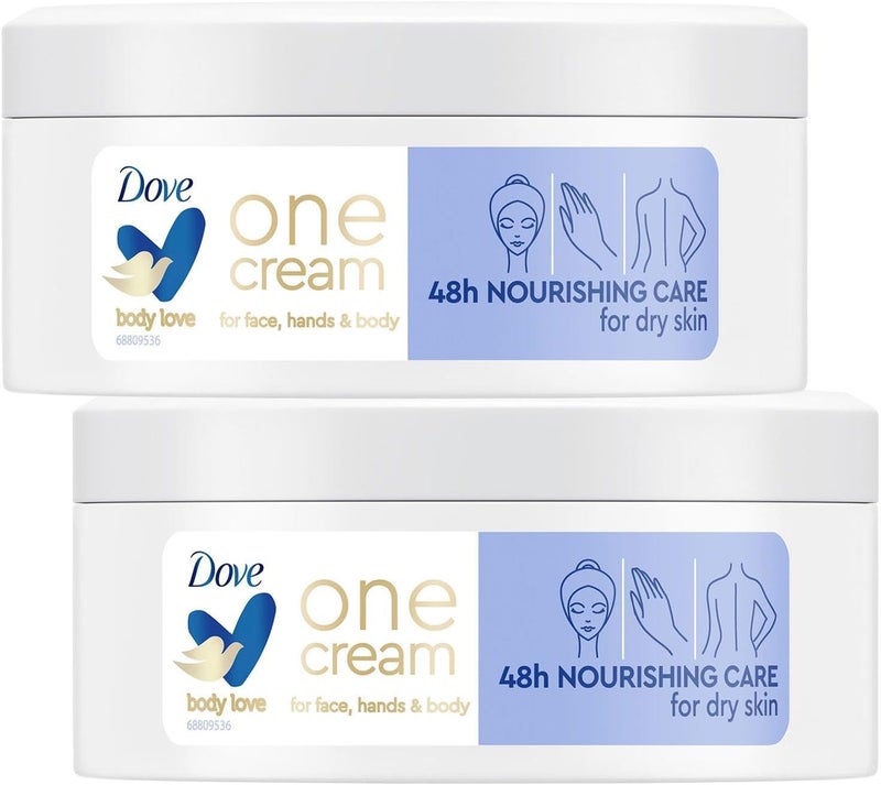 Dove Body Love Nourishing Care One Cream 48Hours Long Lasting Moisture for Face Hands and Body Ceramide Restoring Serum Suitable for Dry Skin 250ml 2 Pack