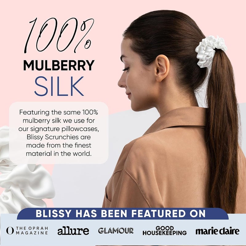 BLISSY Silk Scrunchie (White Skinny) - Image 5