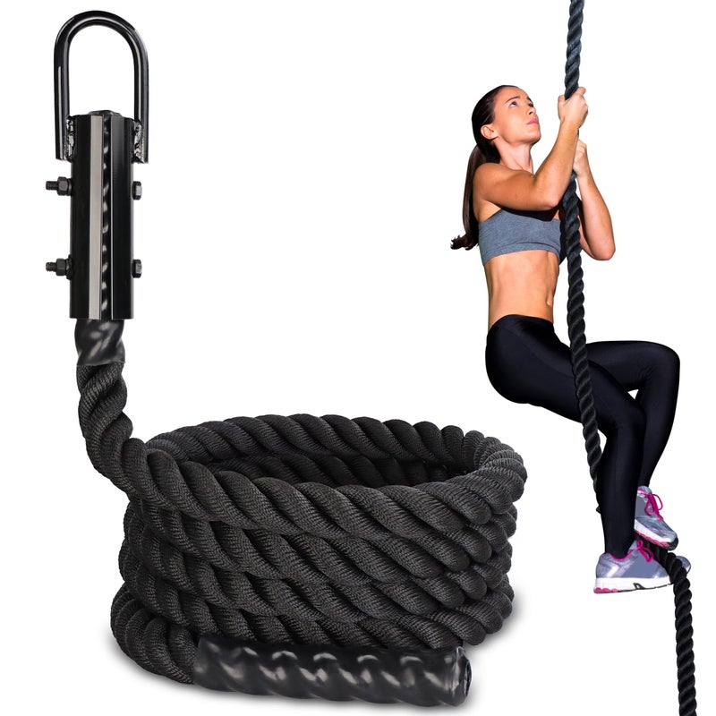 Get Out!â„¢ Workout Fitness Climbing Rope 15â€™ Foot x 1.5â€ Inch in Black â€“ Battle Rope for Outdoor and Indoor Gym Exercise - Image 1
