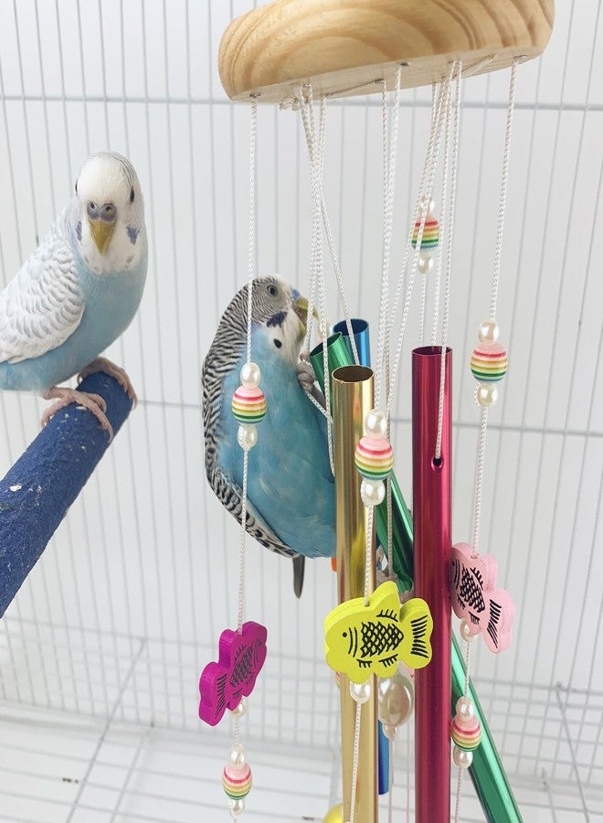 FlidRunest Bird Chewing Toys with Colorful Bells, Conure Wind Chimes Chew Toy with Colorful Stick, Bird Parrot Cage Hanging Bells Toys for Conure, Budgie, Parakeet, Cockatiel, Lovebird - Image 2