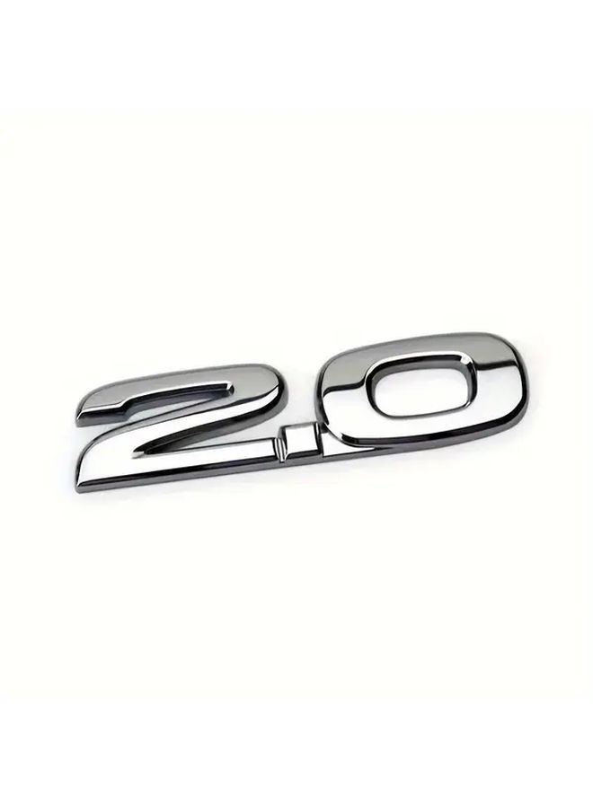 Silver 0.79 Inch Universal 2.0 2.5 Car Side Emblem Metal Design - Image 2