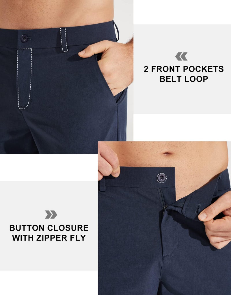 Libin Mens Golf Pants Classic Fit Stretch Work Dress Pants 32" Quick Dry Lightweight Business Casual Trousers Comfort Water Resistant, Navy Blue, 40W x 32L - Image 4