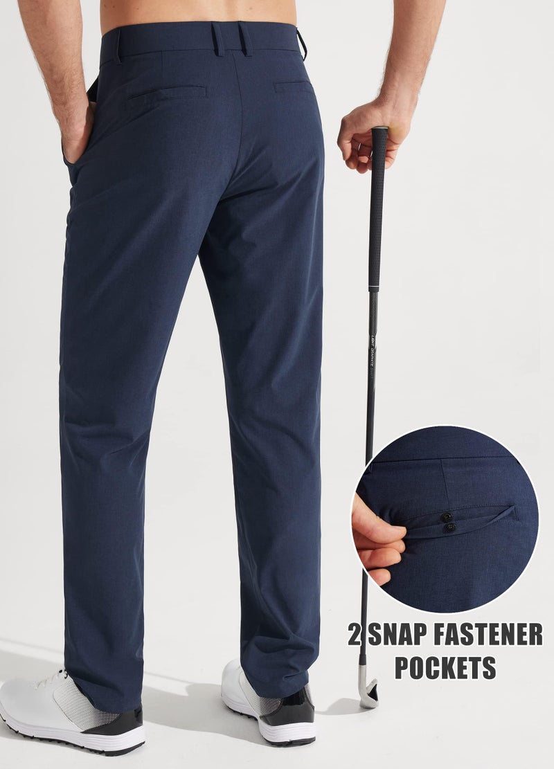 Libin Mens Golf Pants Classic Fit Stretch Work Dress Pants 32" Quick Dry Lightweight Business Casual Trousers Comfort Water Resistant, Navy Blue, 40W x 32L - Image 3