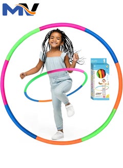 MAGIC VAULT Kids Exercise Hula Hoops, Detachable Adjustable Size Weight Kids Colorful Hoops Ring - Snap Together Detachable Adjustable Weight Size Plastic Hoops - Kids Hula Rings for Sports Playing- 79cm  - Image 1
