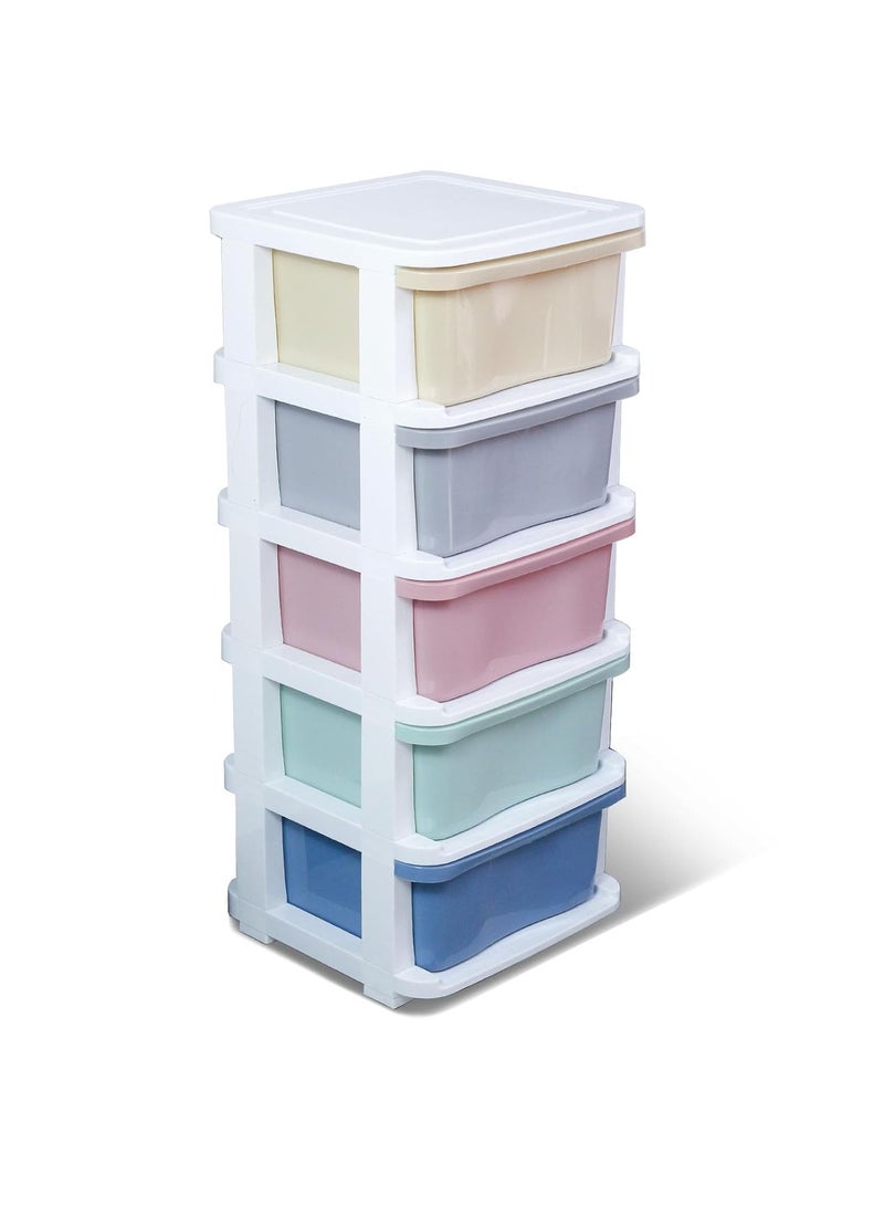 Arabest 5-Layer Plastic Drawer Storage Organizer, 36x35x89cm, Multi-Purpose Cabinet with Wheels for Kitchen, Living Room, Bedroom, Bathroom, and Office, Multicolor,According to install Manual/Video - Image 2